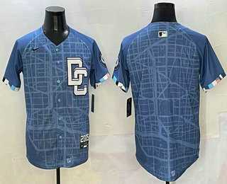 Mens Washington Nationals Blank Blue 2025 City Connect Limited Stitched Jersey->washington nationals->MLB Jersey